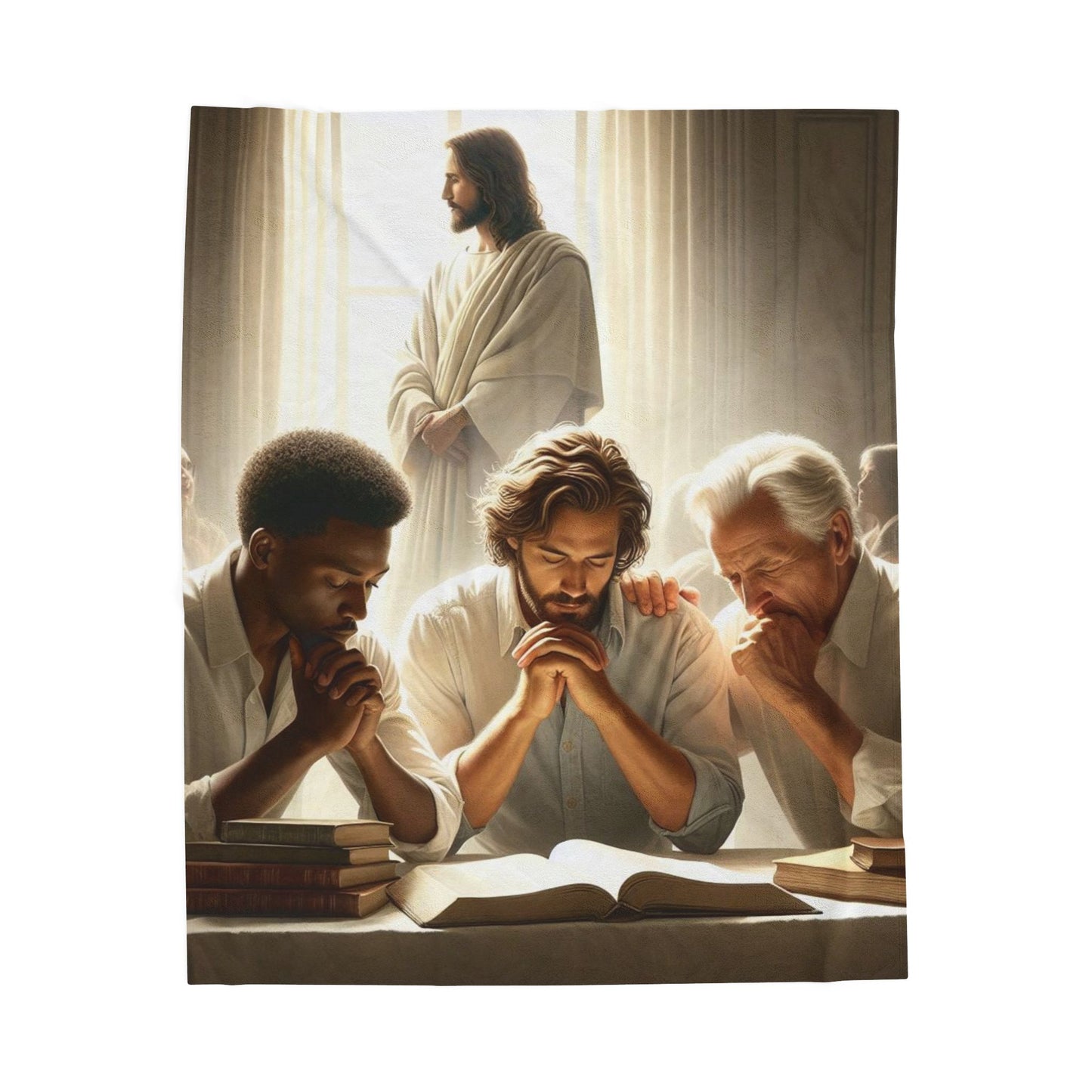 Inspirational Three Men Praying Velveteen Plush Blanket