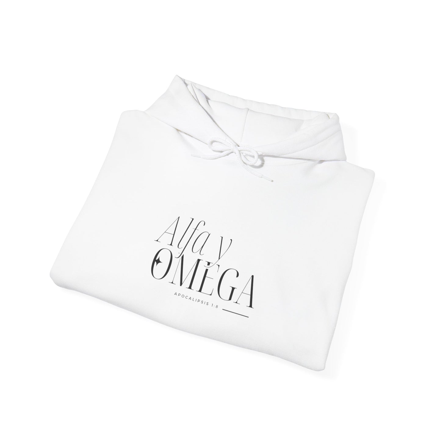 Alfa y Omega Unisex Hoodie-Black lettering - Spanish