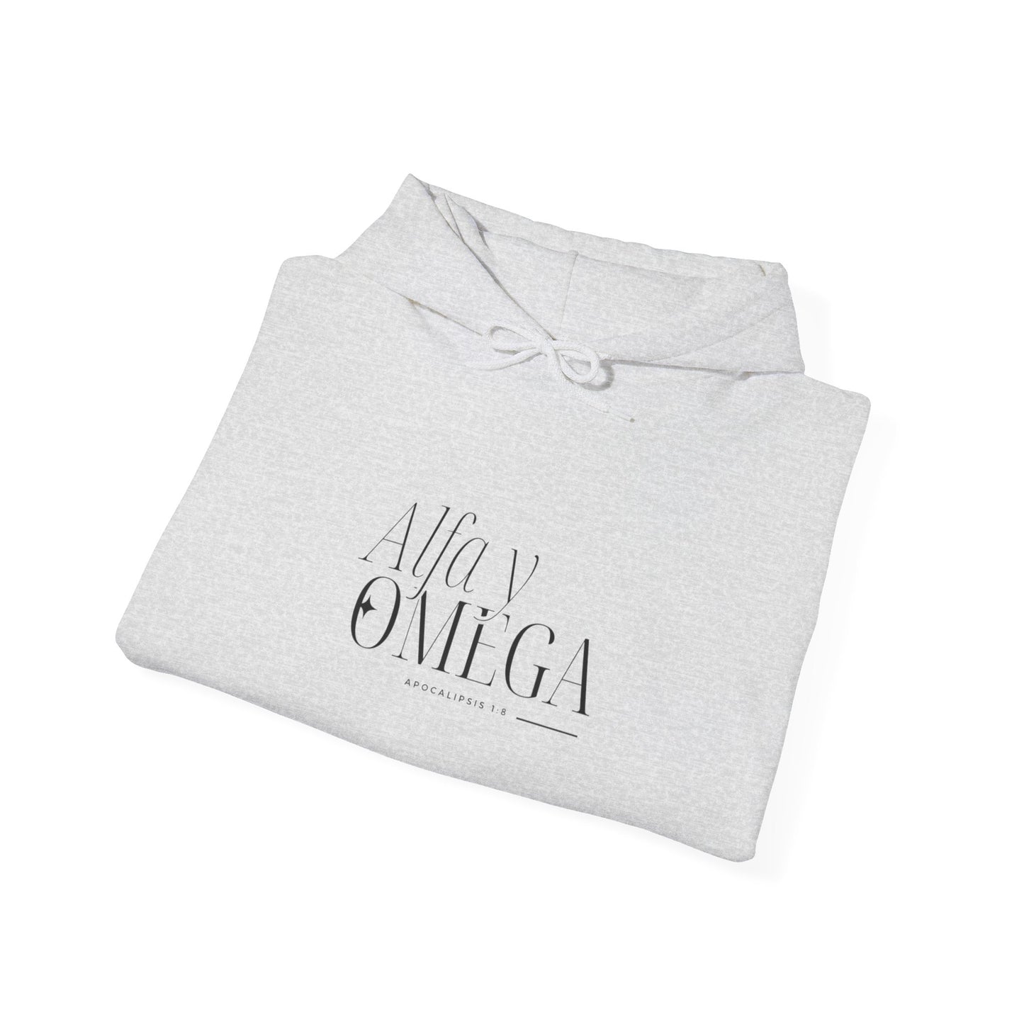 Alfa y Omega Unisex Hoodie-Black lettering - Spanish