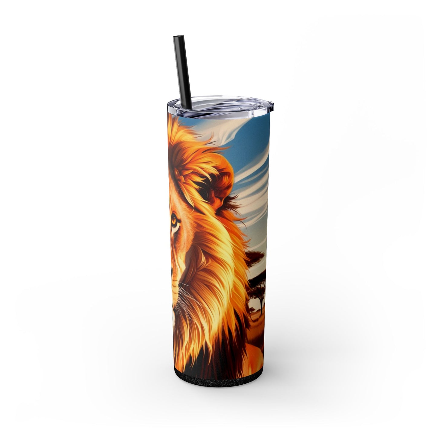 Beautiful Lion of Judah Skinny Tumbler with Straw, 20oz