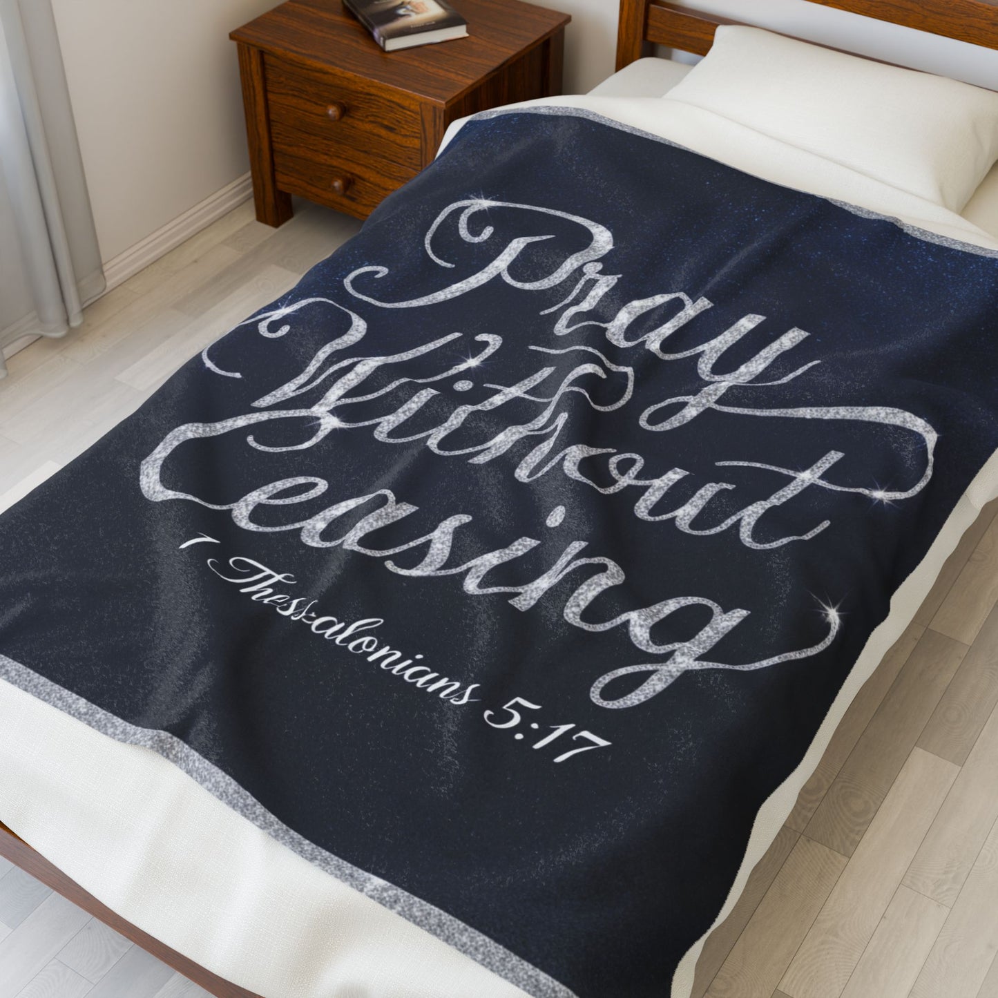 Inspirational Pray Without Ceasing Velveteen Plush Blanket