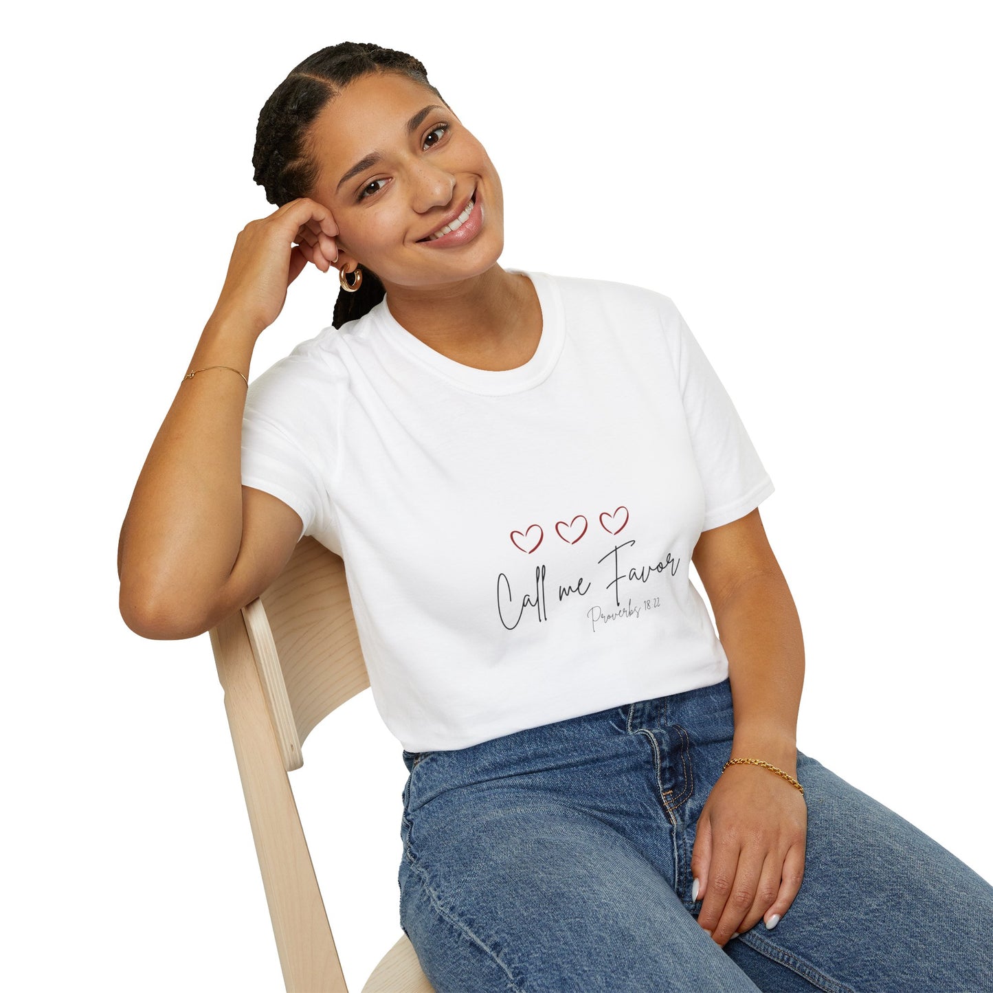 "Call Me Favor" White soft-style T-Shirt