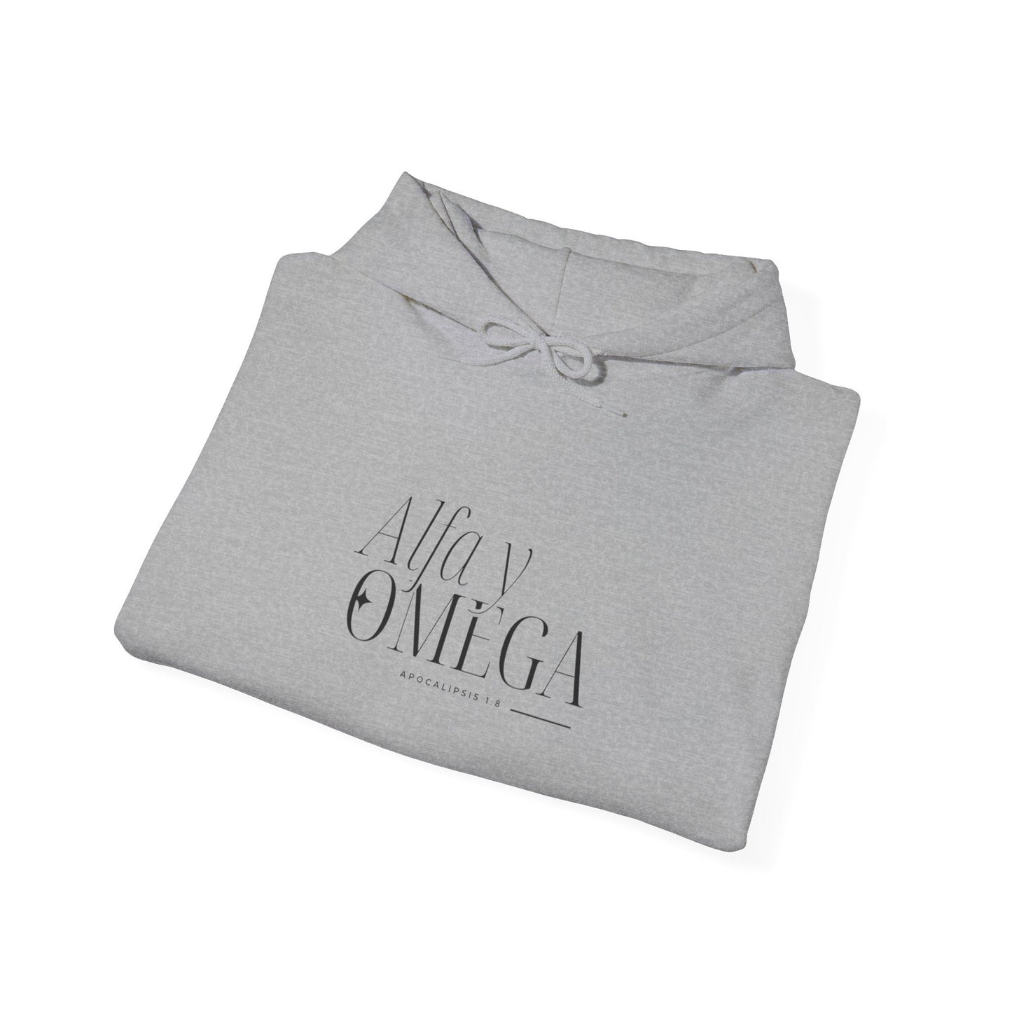 Alfa y Omega Unisex Hoodie-Black lettering - Spanish