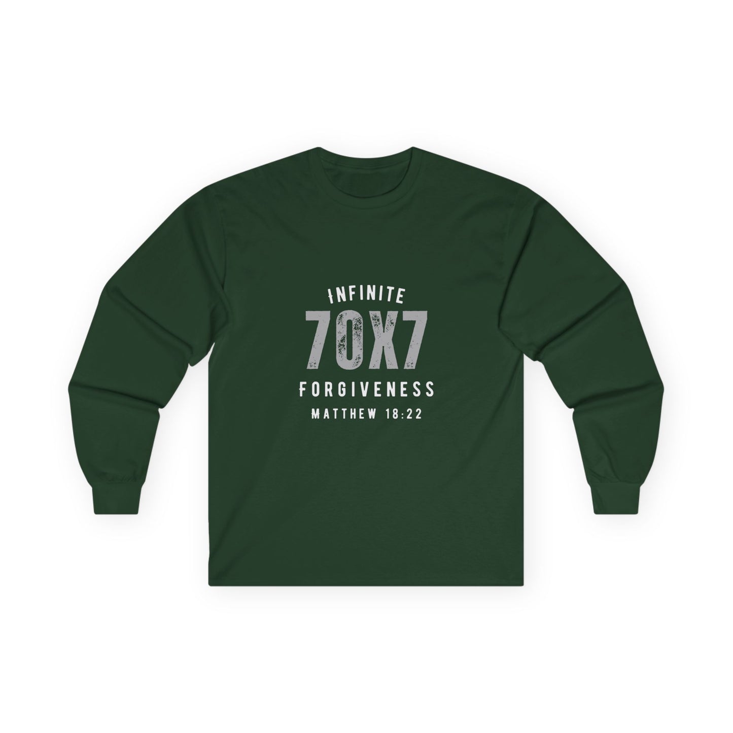 Infinite Forgiveness Ultra Cotton Long Sleeve Tee-white letters