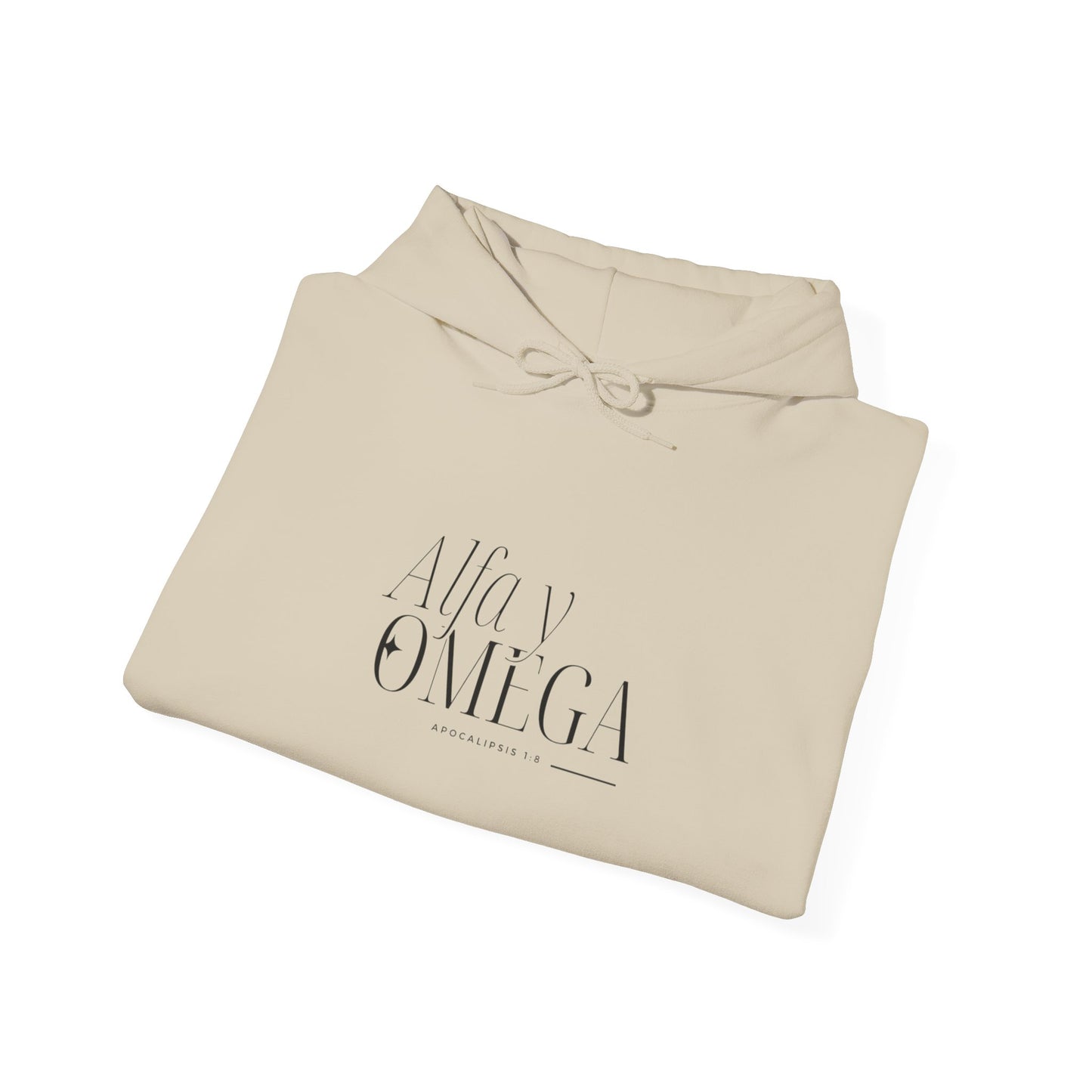 Alfa y Omega Unisex Hoodie-Black lettering - Spanish
