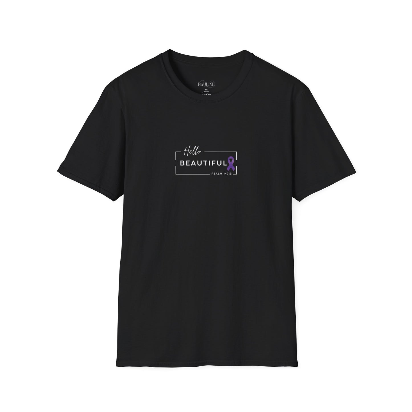 Black T-Shirt Domestic Violence Awareness Purple Ribbon Hello Beautiful