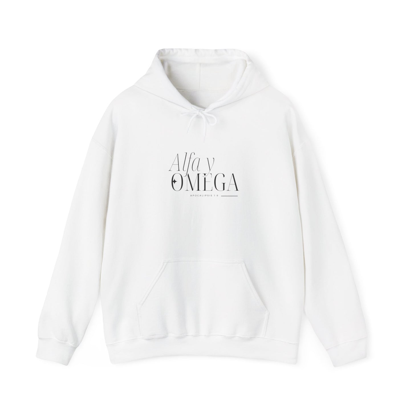 Alfa y Omega Unisex Hoodie-Black lettering - Spanish