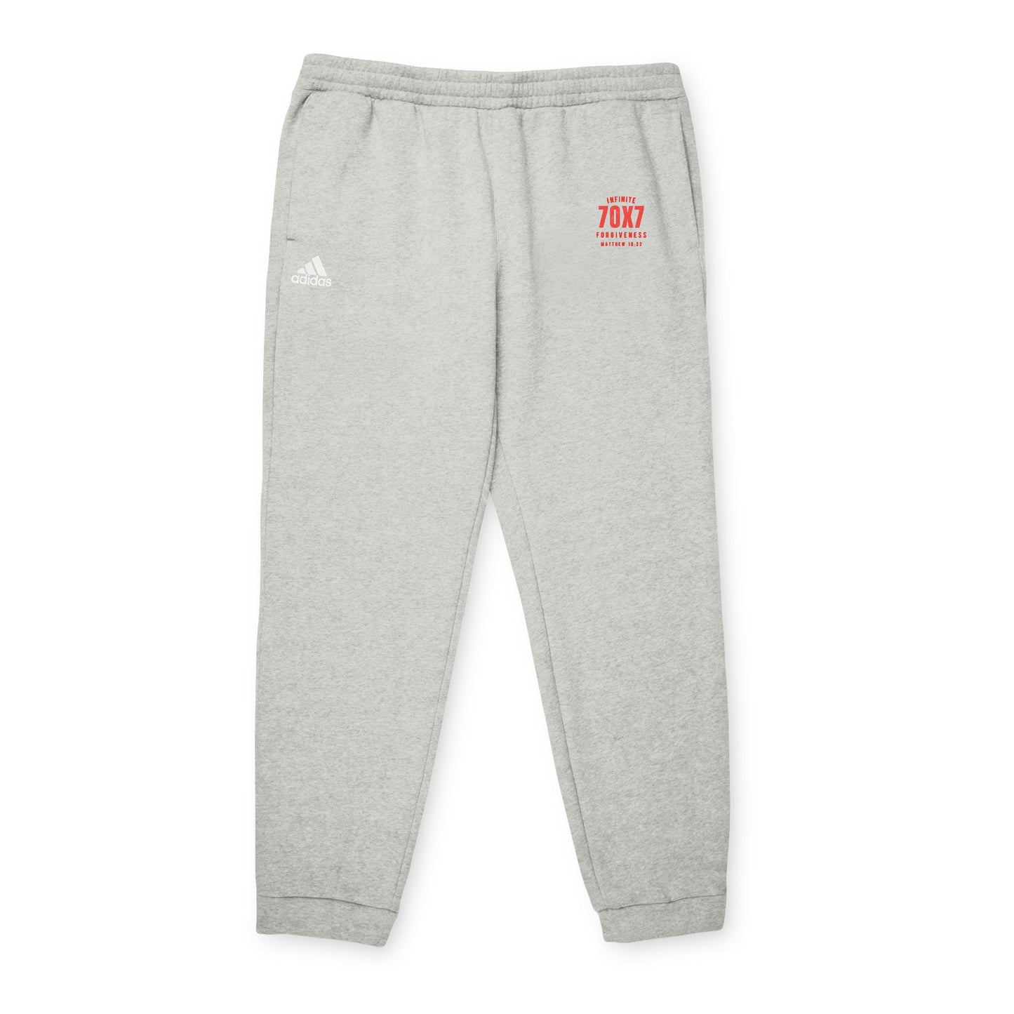 Infinite Forgiveness Adidas Unisex Fleece Joggers Christian Apparel Matthew 18:22 - red letters