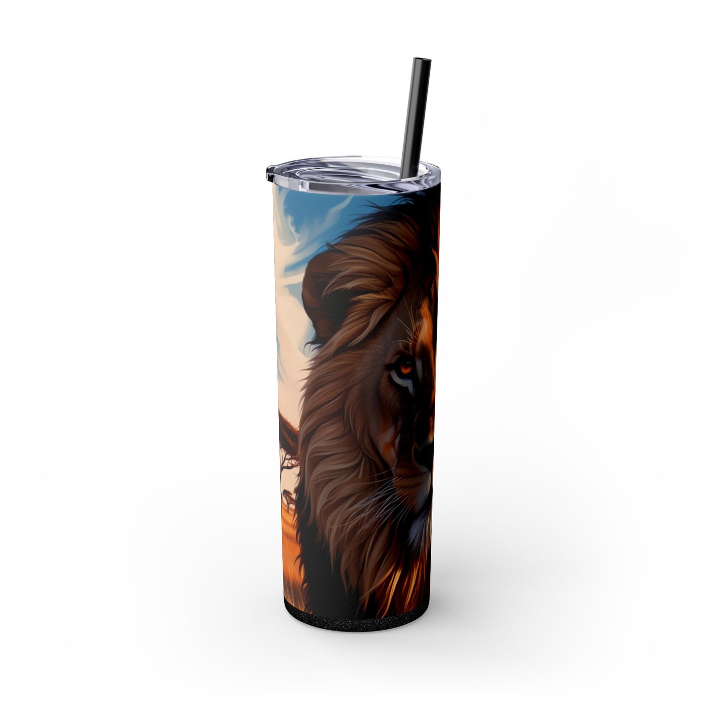 Beautiful Lion of Judah Skinny Tumbler with Straw, 20oz