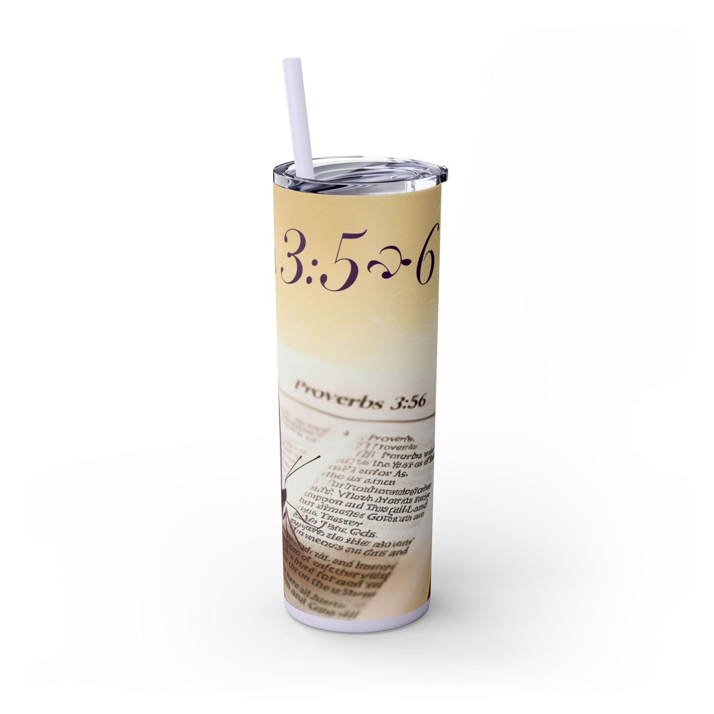 "Proverbs 3:5-6" Skinny Tumbler with Straw, 20oz