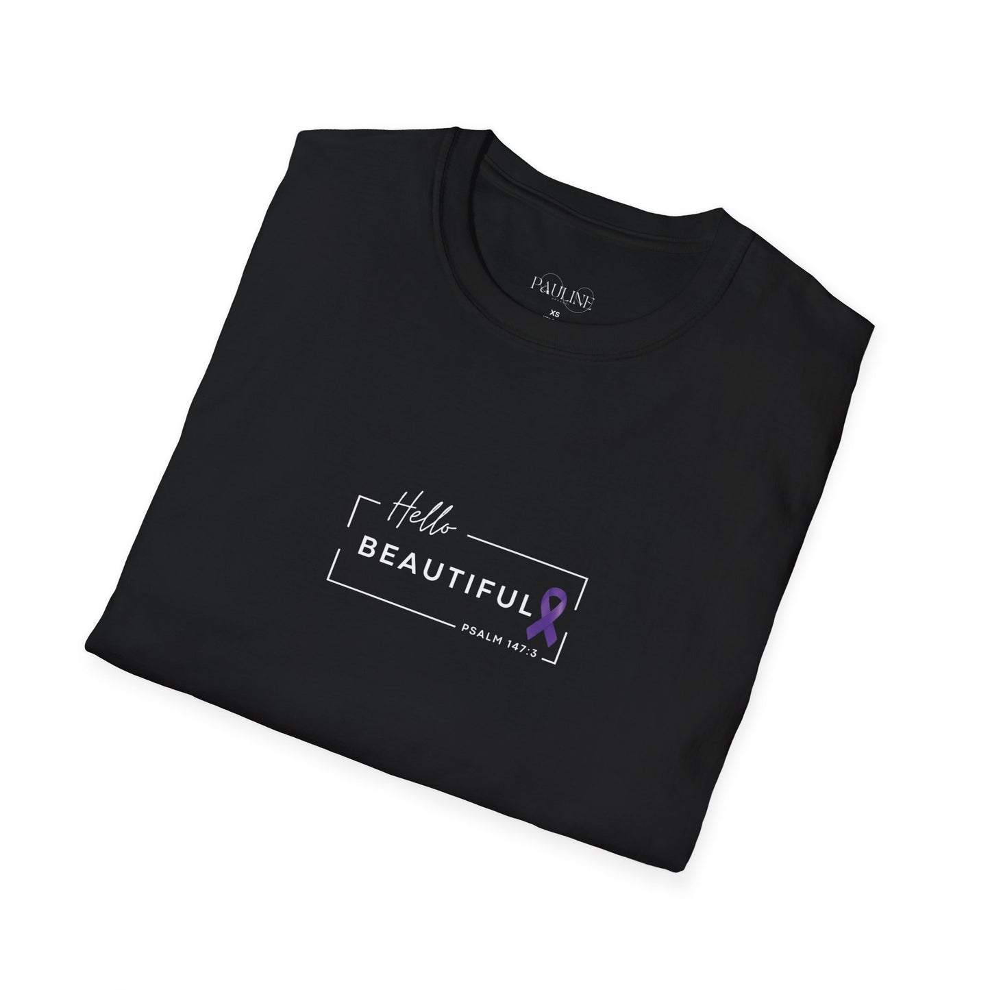 Black T-Shirt Domestic Violence Awareness Purple Ribbon Hello Beautiful