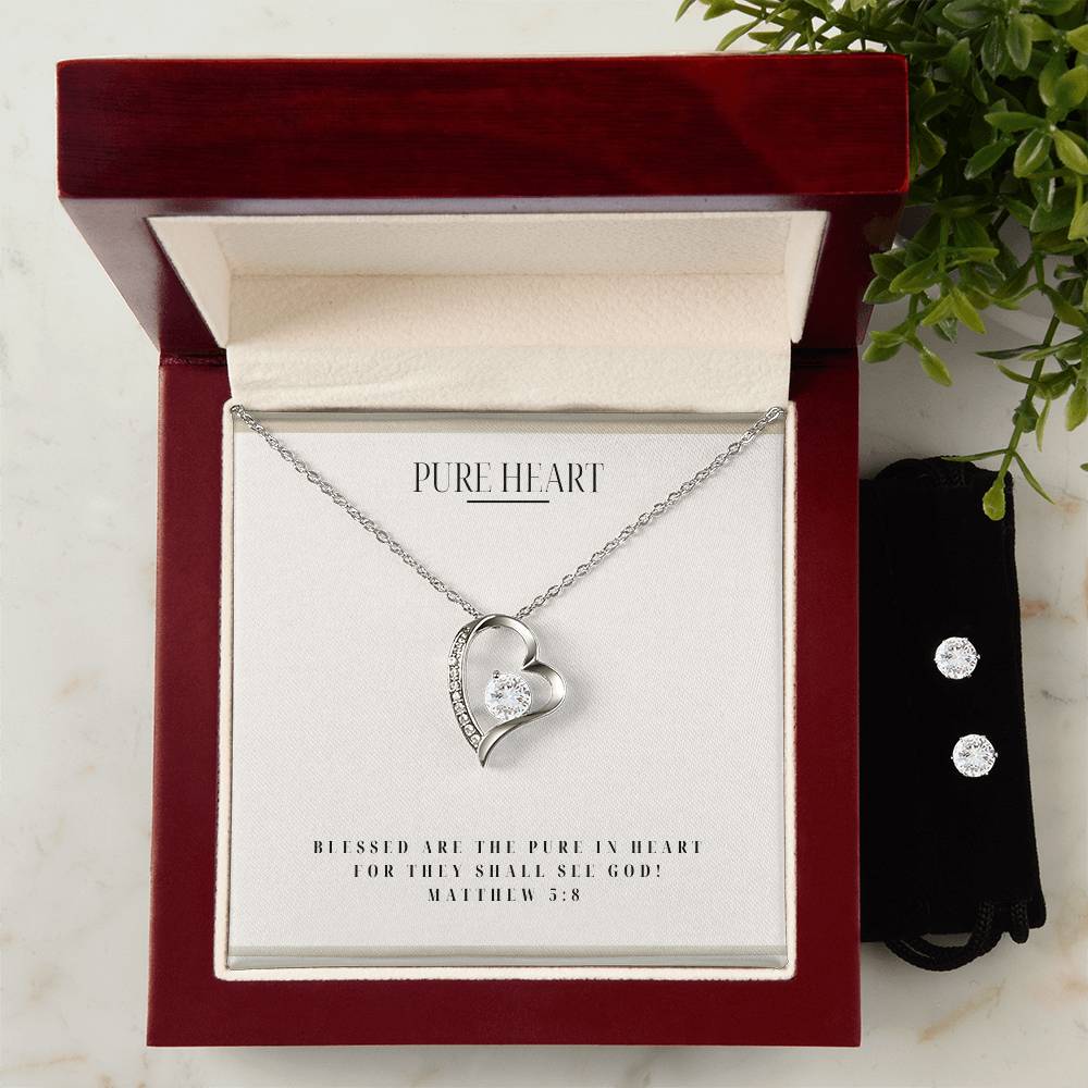 "Pure Heart" Forever Love Necklace and Earring Set