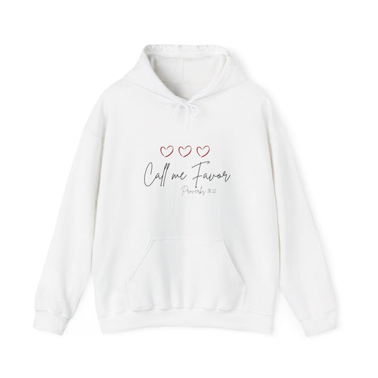 "Call Me Favor" White Heavy Blend™ Hooded Sweatshirt