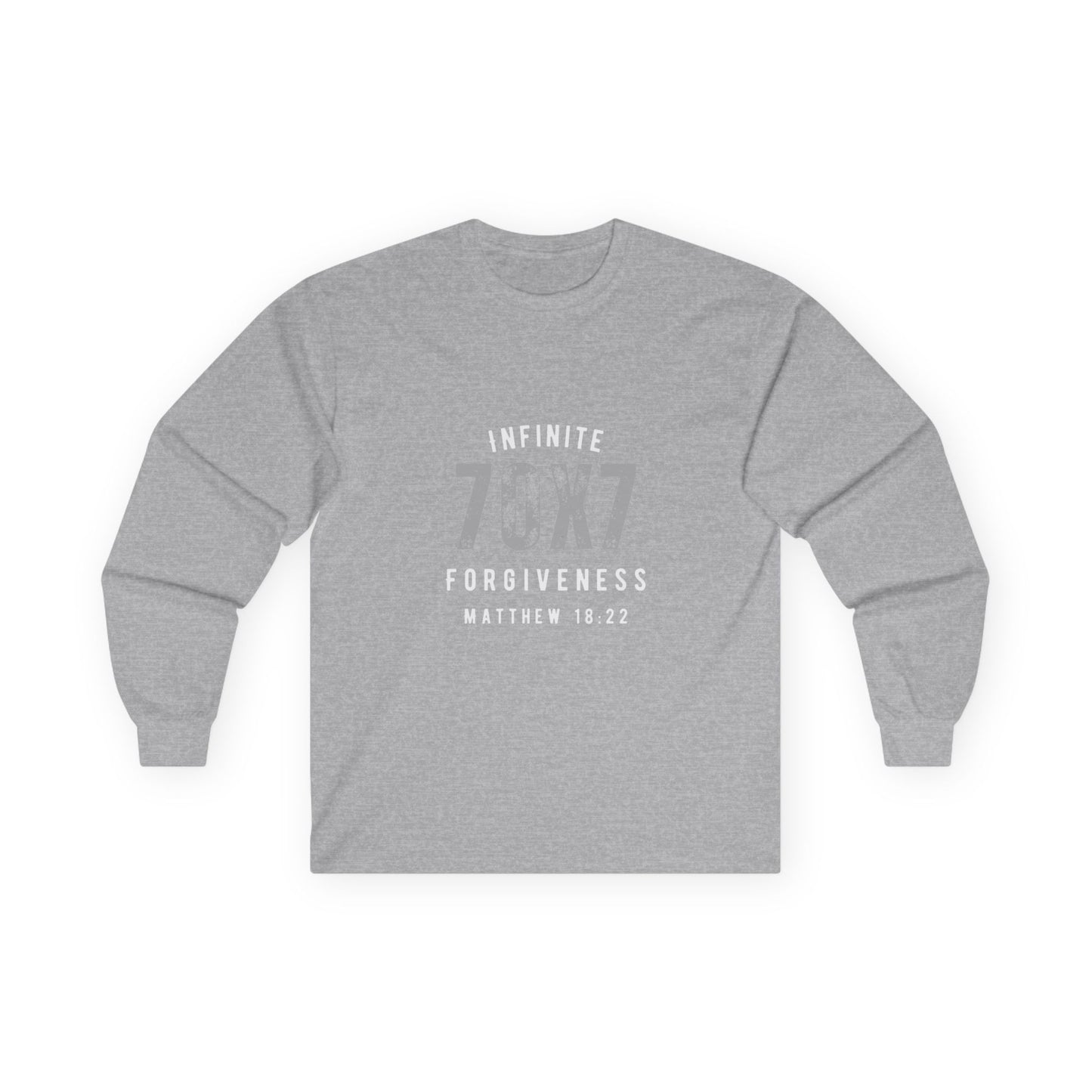Infinite Forgiveness Ultra Cotton Long Sleeve Tee-white letters