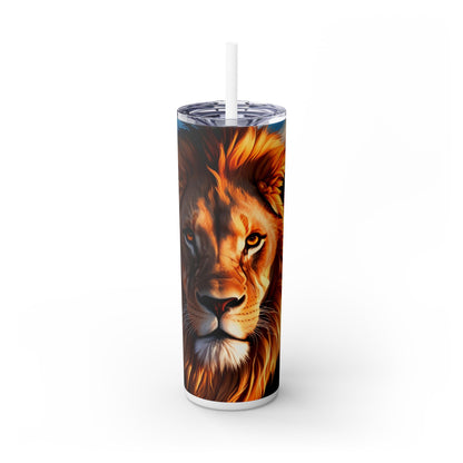 "Beautiful Lion of Judah" Skinny Tumbler with Straw, 20oz