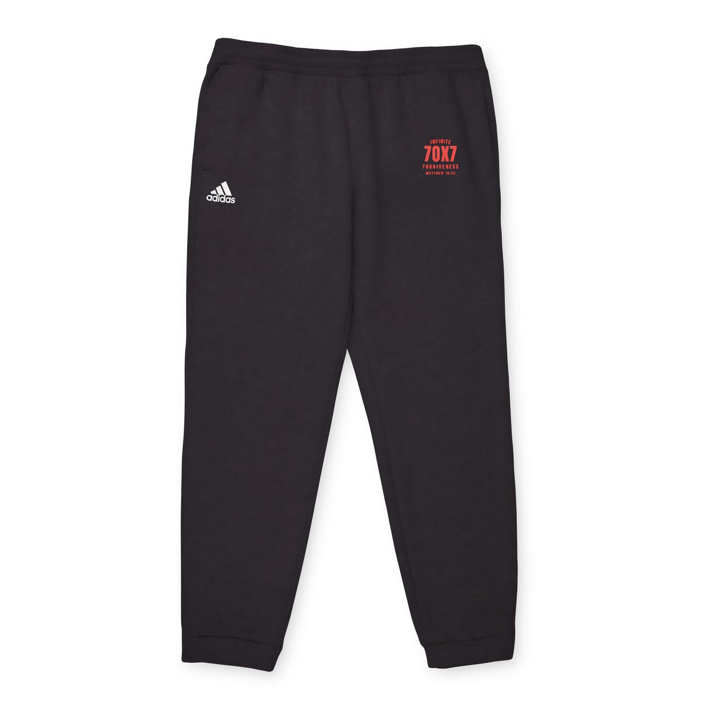 Infinite Forgiveness Adidas Unisex Fleece Joggers Christian Apparel Matthew 18:22 - red letters