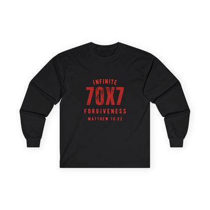 Infinite Forgiveness Ultra Cotton Long Sleeve Tee-red letters