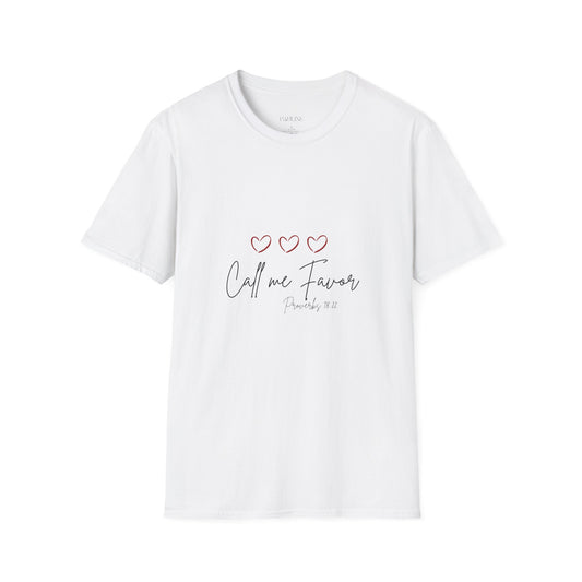 "Call Me Favor" White soft-style T-Shirt