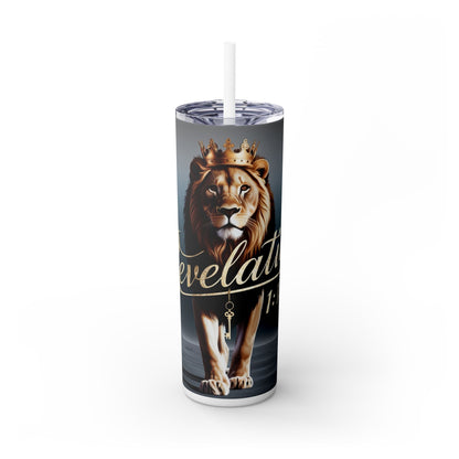 "Revelation 1:18" Skinny Tumbler with Straw, 20oz