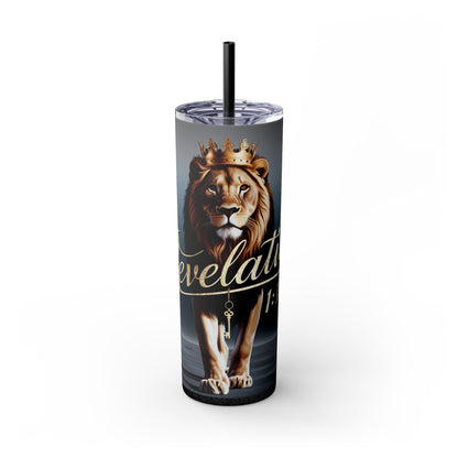 "Revelation 1:18" Skinny Tumbler with Straw, 20oz