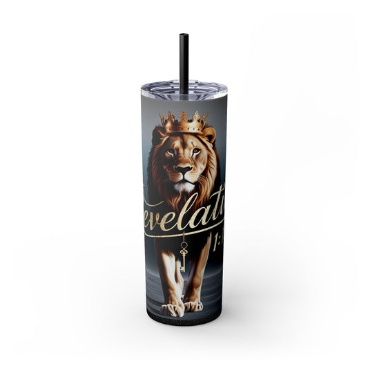"Revelation 1:18" Skinny Tumbler with Straw, 20oz