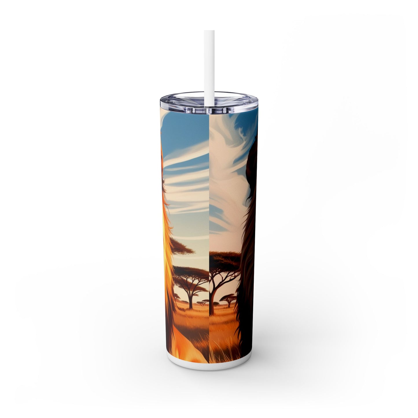 "Beautiful Lion of Judah" Skinny Tumbler with Straw, 20oz