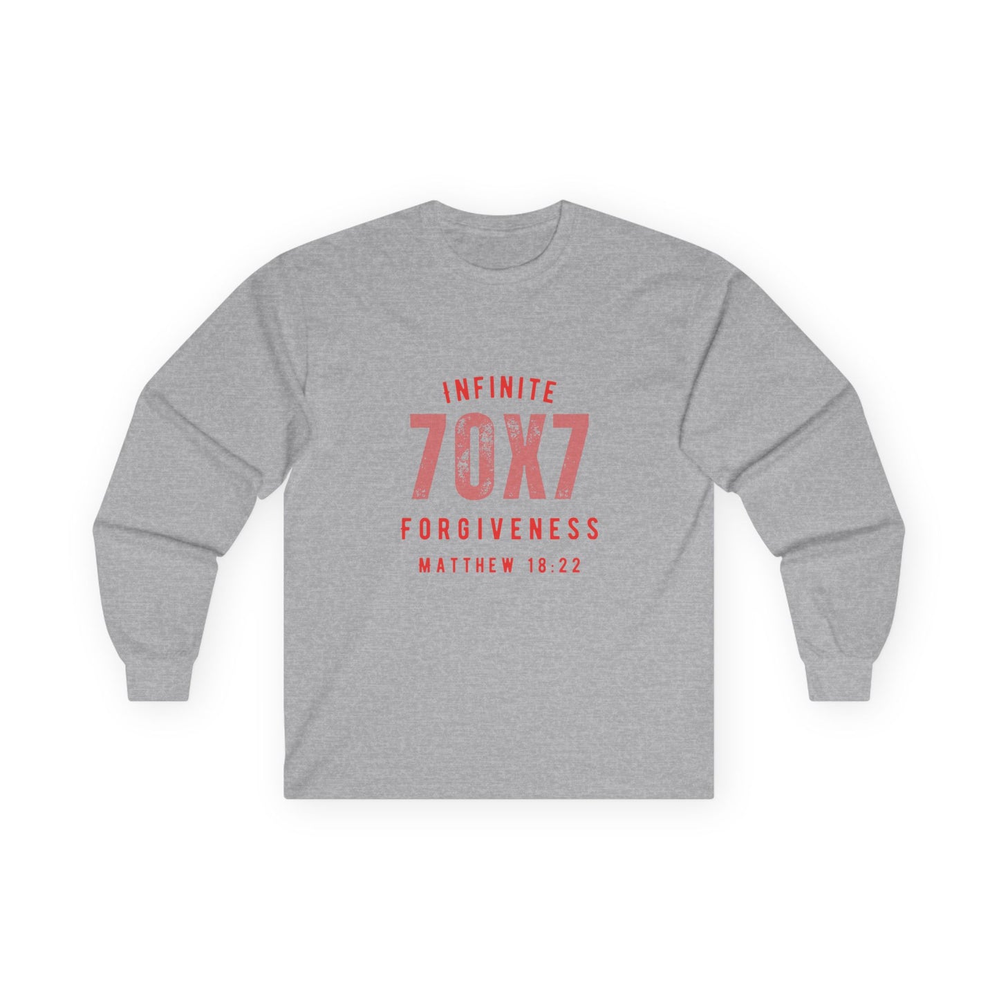 Infinite Forgiveness Ultra Cotton Long Sleeve Tee-red letters