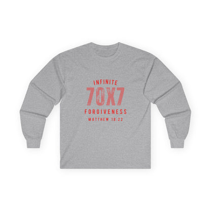 Infinite Forgiveness Ultra Cotton Long Sleeve Tee-red letters