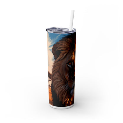 "Beautiful Lion of Judah" Skinny Tumbler with Straw, 20oz