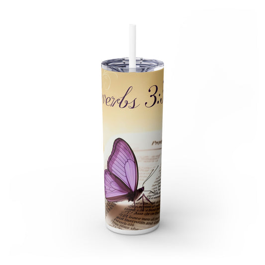 "Proverbs 3:5-6" Skinny Tumbler with Straw, 20oz