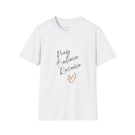 "Pray Believe Receive" soft-style T-Shirt