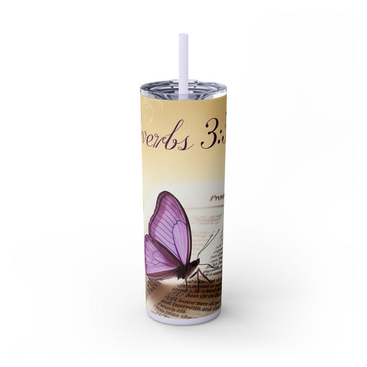 "Proverbs 3:5-6" Skinny Tumbler with Straw, 20oz