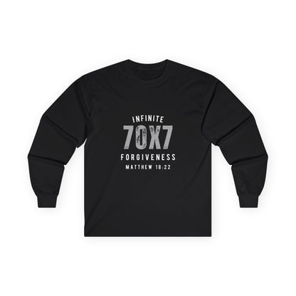 Infinite Forgiveness Ultra Cotton Long Sleeve Tee-white letters