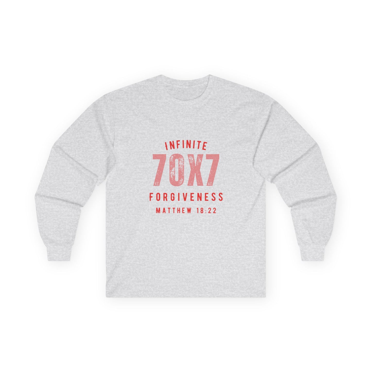 Infinite Forgiveness Ultra Cotton Long Sleeve Tee-red letters