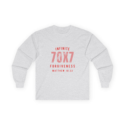 Infinite Forgiveness Ultra Cotton Long Sleeve Tee-red letters