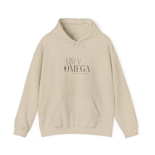 Alfa y Omega Unisex Hoodie-Black lettering - Spanish