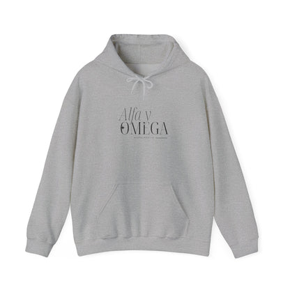 Alfa y Omega Unisex Hoodie-Black lettering - Spanish