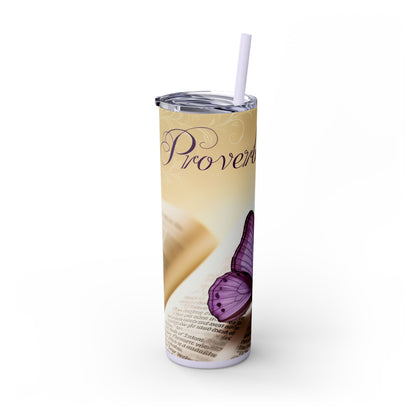"Proverbs 3:5-6" Skinny Tumbler with Straw, 20oz