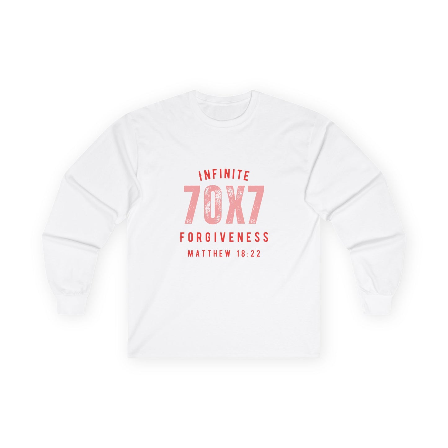 Infinite Forgiveness Ultra Cotton Long Sleeve Tee-red letters