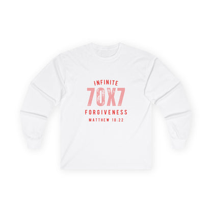 Infinite Forgiveness Ultra Cotton Long Sleeve Tee-red letters