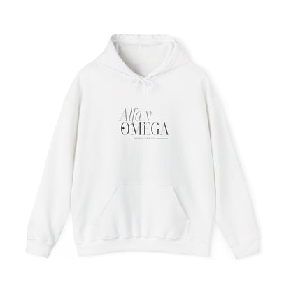 Alfa y Omega Unisex Hoodie-Black lettering - Spanish