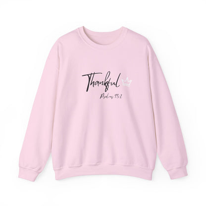 "Thankful" Heavy Blend™ Crewneck Sweatshirt Black and White lettering