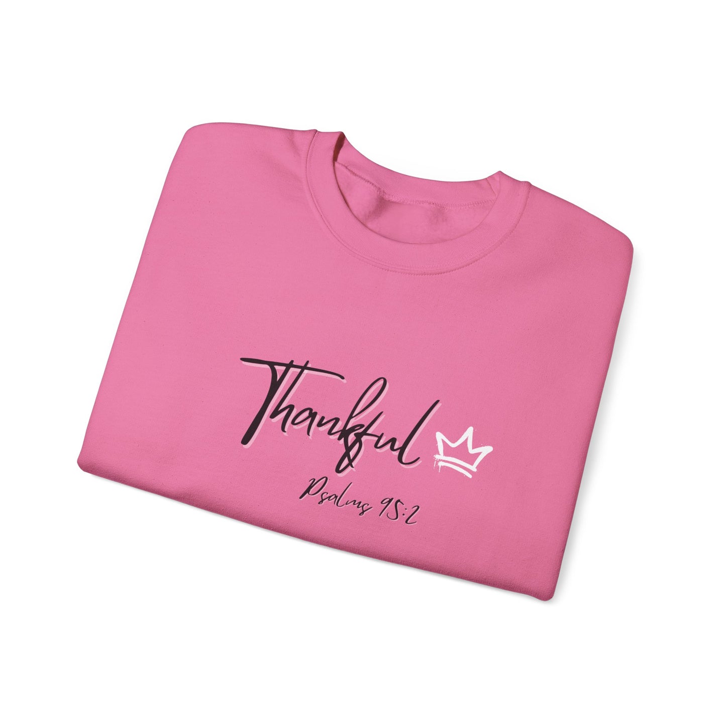 "Thankful" Heavy Blend™ Crewneck Sweatshirt Black and White lettering